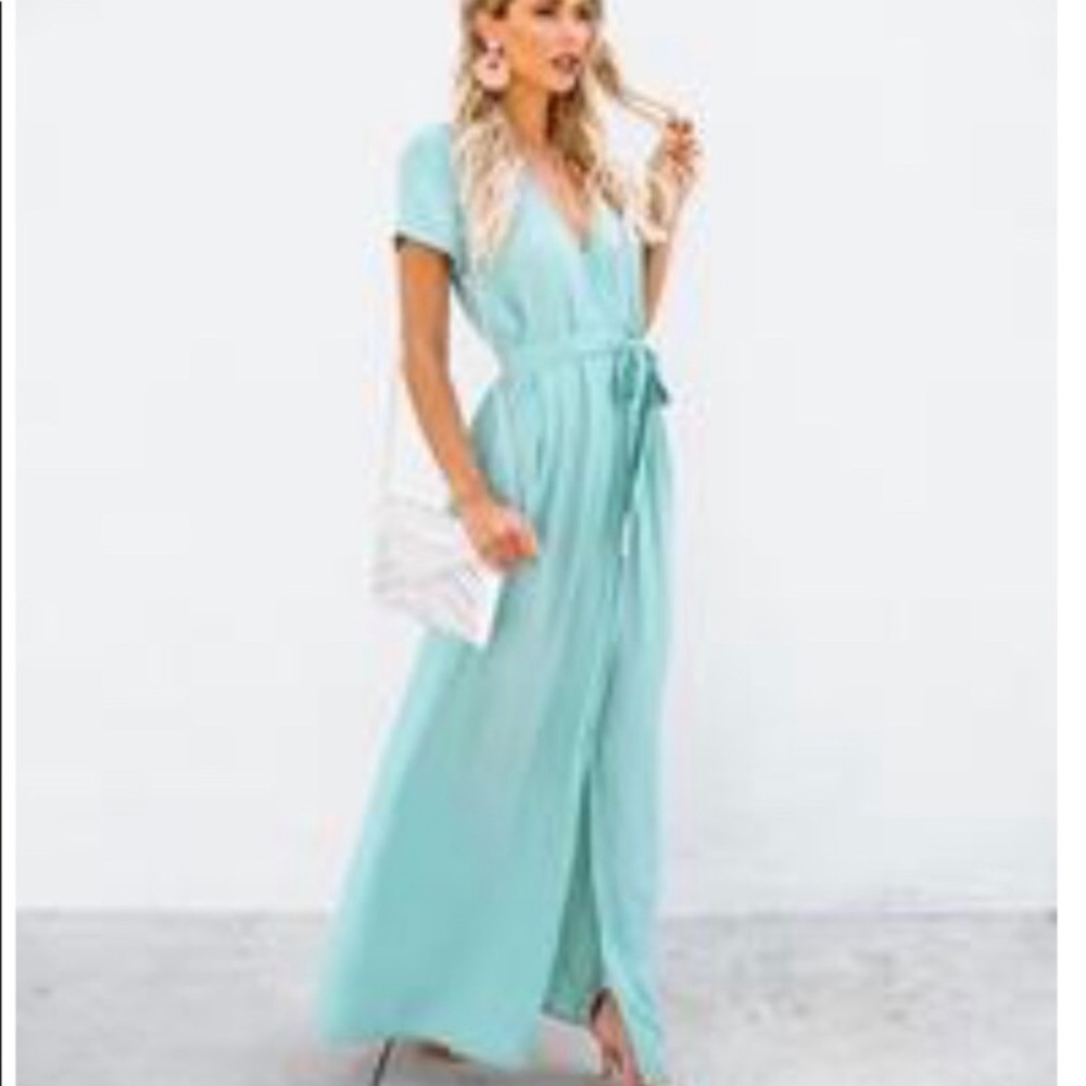 Vici sage green wrap dress- maxi